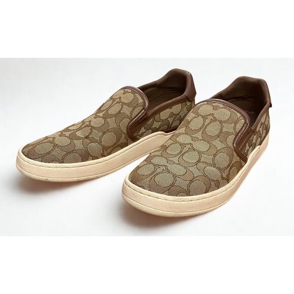 Coach Wells Slip On Sneakers C4393 Sig PVC Khaki Saddle Women’s 9B NIB - Picture 8 of 12